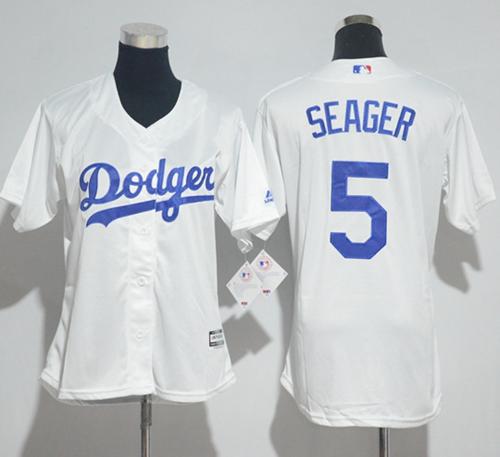 Dodgers #5 Corey Seager White Home Women's Stitched MLB Jersey